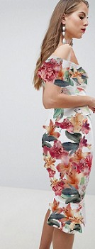 LIPSY asymetryczna sukienka bodycon w kwiaty 36 S