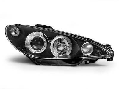 FEUX AVANT PEUGEOT 206 98-02 BLACK LED ANGEL EYES - milautoparts-fr.ukrlive.com