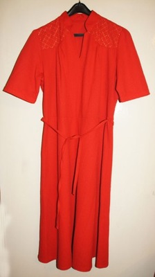 Suknia RETRO PRL VINTAGE czerwona z paskiem