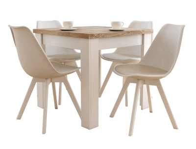Nierozkładany stół 80x80 lub 90x90 + 4 krzesła