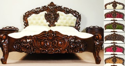 Łóżko tapicerowane 160x200 cm pikowany zagłówek w stylu rokoko barok