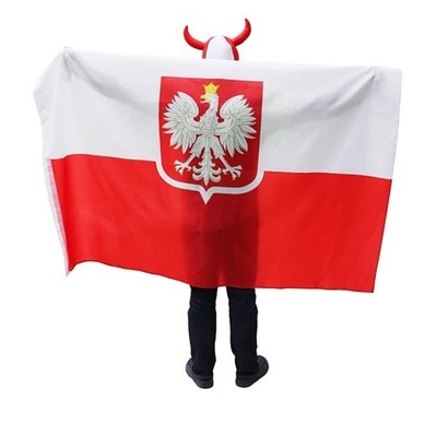 Peleryna Kibica Polska 150x90cm mecz skoki flaga
