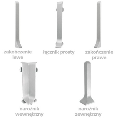 Narożniiki do listwy Cezar LP80 do listwy srebrnej
