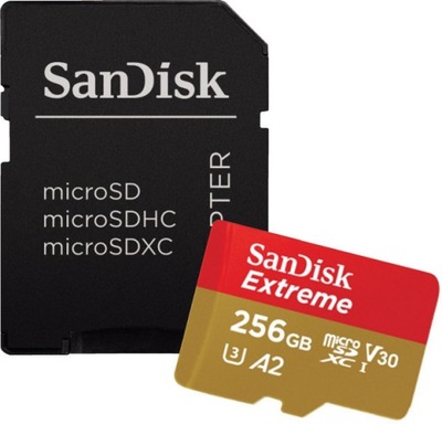 KARTA SANDISK MICROSDXC 256GB EXTREME V30 190/130 MB/s DO KAMER GOPRO