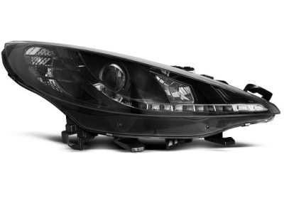 Фары перед передние peugeot 207 черный led светодиодный фото №1