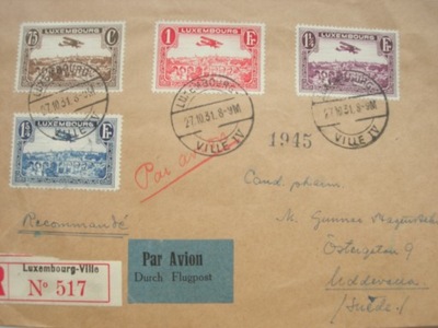 List lot. z R-ką znaczki Luksemburga-Szwecja 1931r