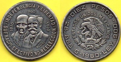 MEKSYK 10 Pesos 1960 r. KOPIA