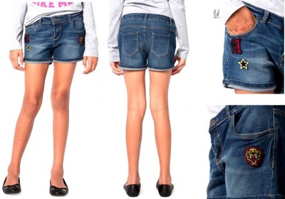 C&A Nowe modne SPODENKI jeansowe Naszywki -176