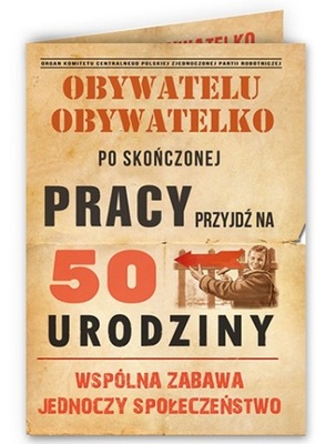 Zaproszenia PRL na 50 urodziny OBYWATELU 10szt