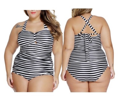 Strój kąpielowy tankini Plus Size 41814 paski 44