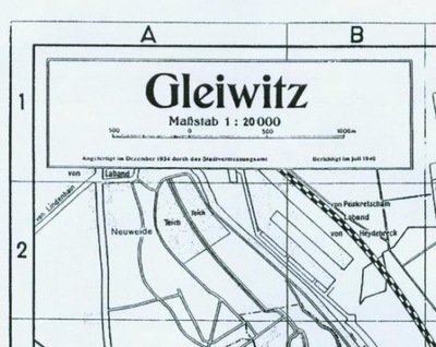 GLEIWITZ GLIWICE 1940 PLAN 1: 20 000 WYKAZ ULIC