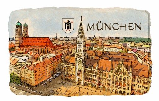 MUNICH Mnchen 339 каменный магнит на холодильник