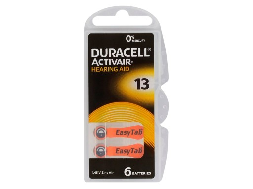 6 x 13 слуховых батарей PR48 Duracell ActivAir