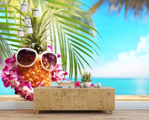 3D обои ананас очки море 368x254 F00303