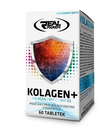 KOLAGEN w tabletkach czysty MOCNE KOŚCI STAWY witaminy C D 60 tabletek