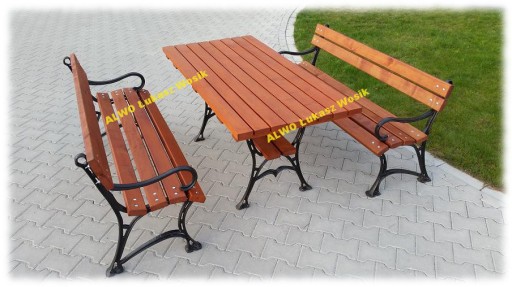 КОМПЛЕКТ с подлокотником 150 см садовая мебель CAST IRON LEGS стол + 2 скамейки