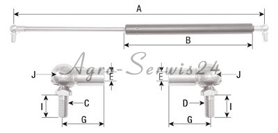 Газовый привод двери Корпус JX55, JX60, JX65,