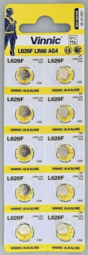 10 шт. AG4 VINNIC щелочная батарейка 377 626 G4 LR66