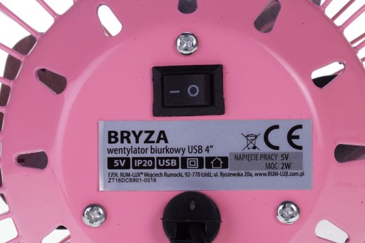 Настольный USB-вентилятор BRYZA, 13 см, розовый