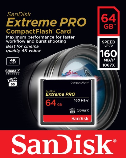 SanDisk CF Extreme PRO 64 ГБ UDMA7 160 МБ/с 4K