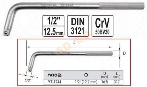 Ручка для розеток 1/2 L YATO YT-1244