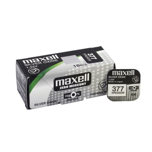 Серебряный аккумулятор для часов Maxell 377 / SR626SW