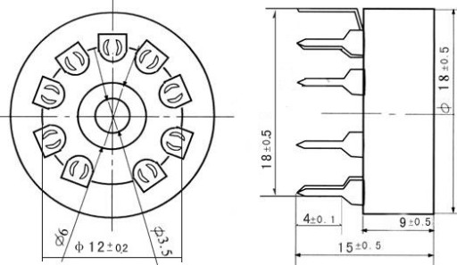 КЕРАМИЧЕСКАЯ РОЗЕТКА 9PIN PCB1 NOVAL 12AX7 12AT7