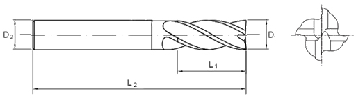 Твердосплавная фреза VHM 4p 5 мм хвостовик 6 мм TiAlN 50HRC ЧПУ