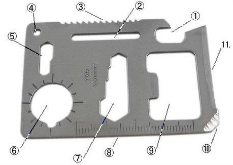 SURVIVAL SURVIVAL CARD Карточка выживания 5 x 7,5 см 11 в 1