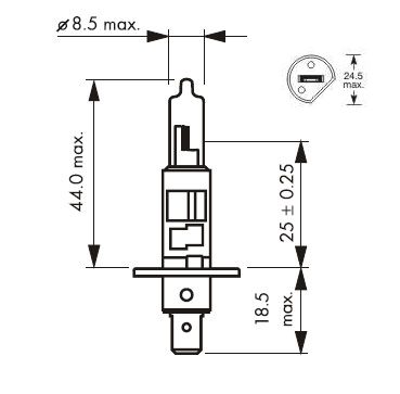 ЛАМПОЧКА H1 24В 70Вт HELLA ГАЛОГЕН P14.5s