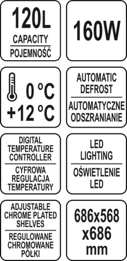 ОХЛАЖДАЮЩАЯ СТОЙКА ДЛЯ ТОРТОВ, НАПИТКОВ, 120Л LED