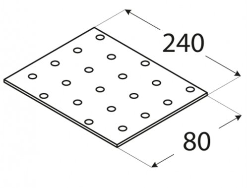 PP10 ПЛОСКИЙ СОЕДИНИТЕЛЬ ПЕРФОРИРОВАННАЯ ПЛАСТИНА OC 80x240