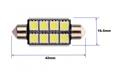 Светодиод SV8.5 синий 12В CANBUS 42мм C3W C5W C10W