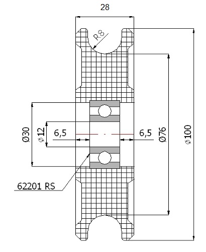 ROPE ROLLER 16, канатные ролики fi 100 лин.16