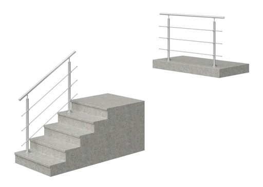 Balustrada nierdzewna balkonowa schodowa barierka 3 x Ø12 mm długość 1 m