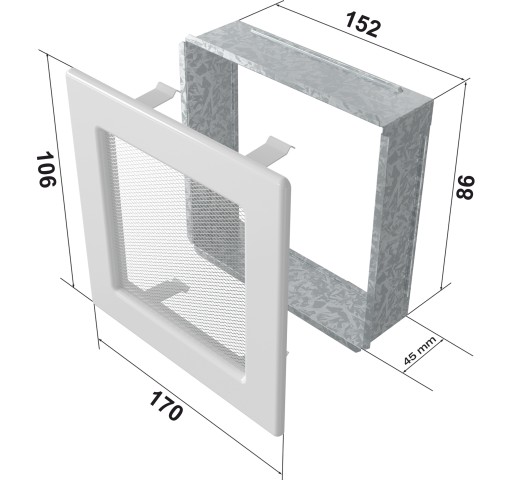 Решетка вентиляционная для камина 11х17 Белый