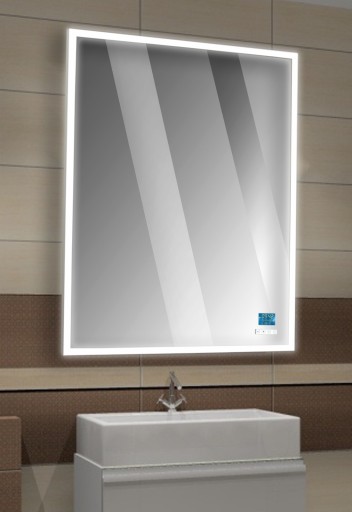 Часы LED MIRROR 50x60 АЛЮМИНИЕВАЯ РАМКА с выключателем.