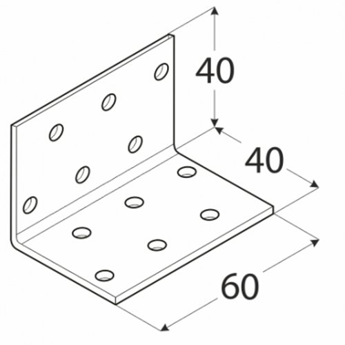 KM2 KĄTOWNIK MONTAŻOWY ŁĄCZNIK CIESIELSKI 40x40x60x2 50sztuk