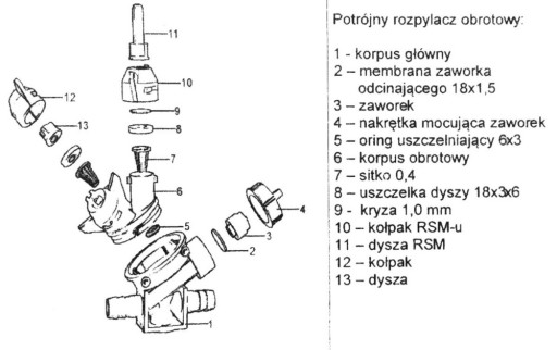Головка Бьярдского, тройная форсунка RSM, распылитель.