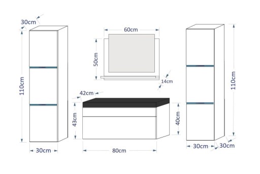 РАКОВИНА Мебель для ванной комнаты Зеркальные шкафы LUMIA 80 комплект мебели для ванной комнаты