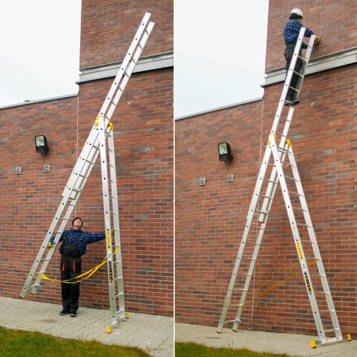 Drabina aluminiowa 3x12 ALVE FORTE + KOŁA I HAK