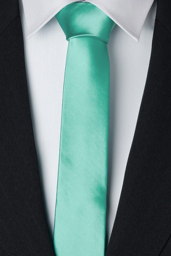 MIĘTOWY Slim Fit Wąski 6cm Śledź Gładki Krawat Męski Żakardowy GREG gs74