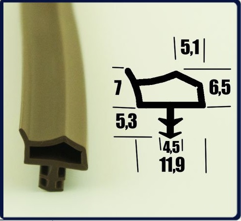 Уплотнитель для деревянных дверей КД14 коричневый 1м.