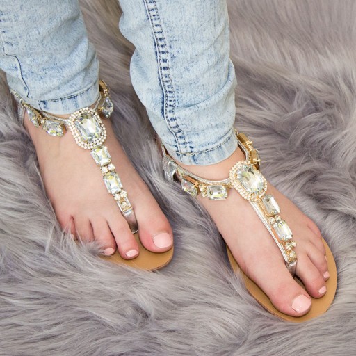 SREBRNE SANDAŁY DAMSKIE JAPONKI Z KAMIENIAMI CYRKONIE LETNIE BUTY 37