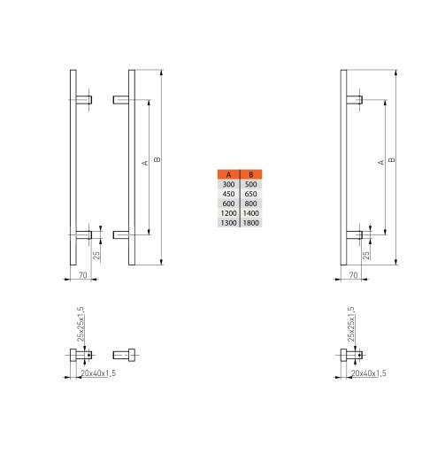 ручка-ручка дверная ручка INOX PR20X40 PROST1600