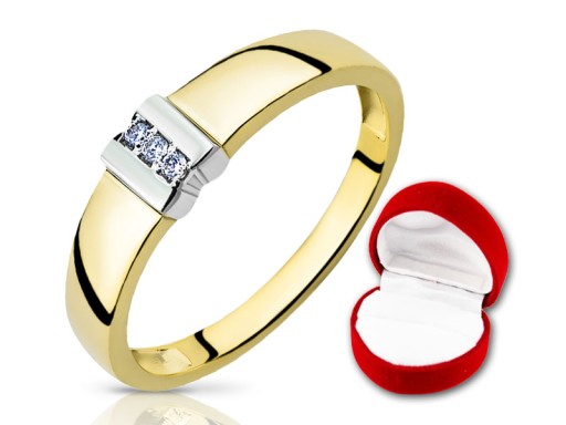 Elegancki Złoty Pierścionek z Cyrkoniami 333 r9-23