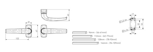 Алюминиевая дверная ручка, ЧЕРНЫЙ RAL 9005 MAT, опора, качество BDB