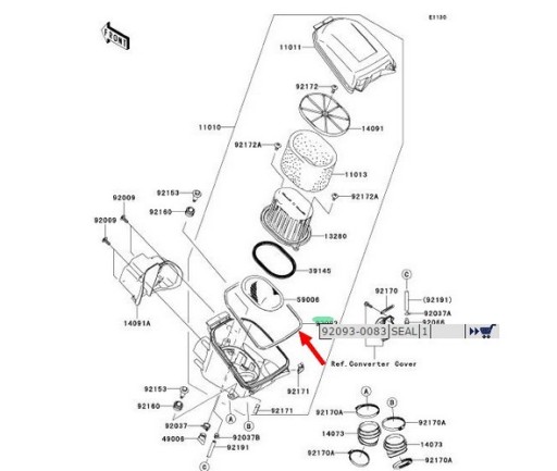 ПРОКЛАДКА ВОЗДУШНОГО ФИЛЬТРА воздушной коробки Kawasaki KVF750 Brute Force