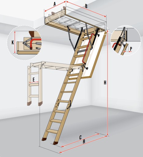 SCHODY FAKRO LWK 70x120+PORĘCZ OCIEPLONE TERMO 24h