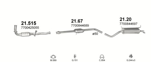 Средний глушитель + гибкий разъем. Renault Megane I объём 1.4+1.6 95-99